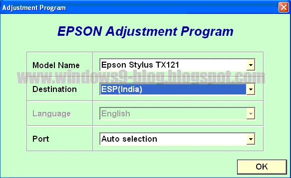 Download Epson Stylus TX121/ME 320 resetter